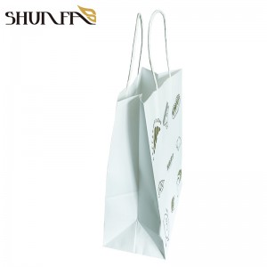 White Kraft Paper Fashion Shopping Carrier Pouch with Handle Takaway Packing Bag