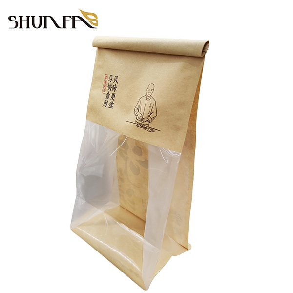 Wholesale Kraft Paper Eight-Side Sealing Pastry Baking Food Packaging Bag