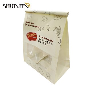 Wholesale Custom Design White Kraft Paper Square Bottom Bread Packaging Bag