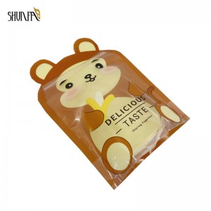 Customize Printing Special Shape Bag Cartoon Pattern Plastic Food Bag with Zipper