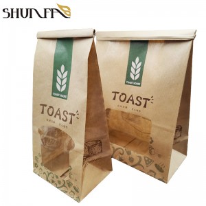 High Quality Kraft Paper Tin Tie Toast Bread Food Takaway Packaging Bag