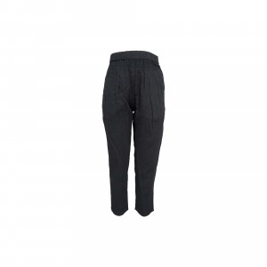 Black Cotton Elasticated Waist Casual Trousers