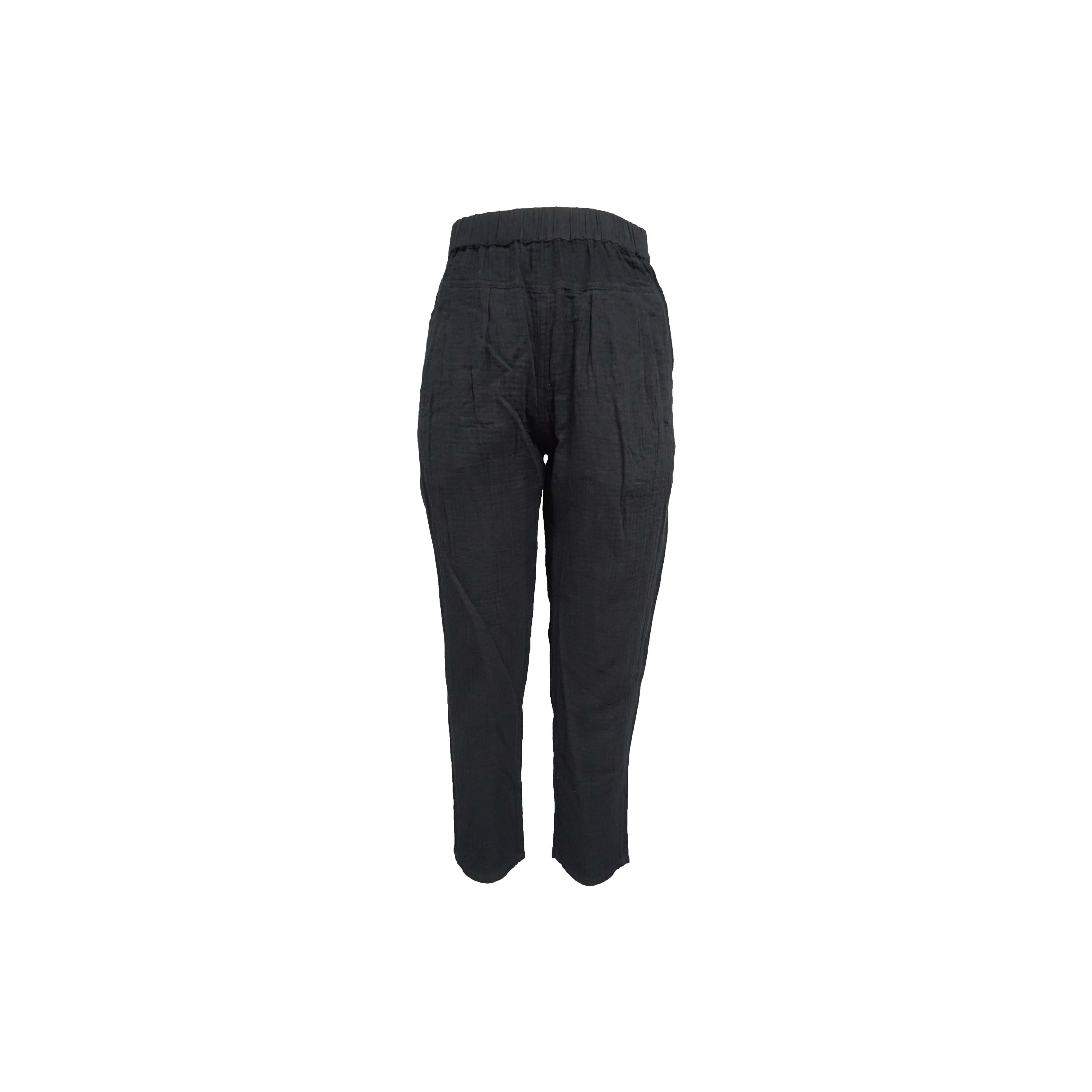Black Cotton Casual Trousers