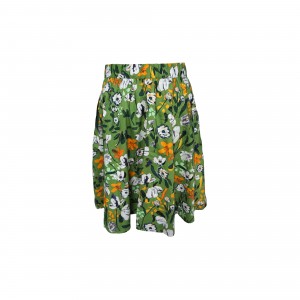 Green cotton floral mini skirt