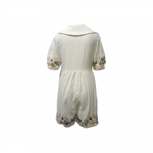 Chelsea collar puffy sleeves embroidered family jumpsuit