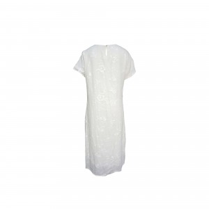 Lininė balta elegantiška ir klasikinė moteriška suknelė