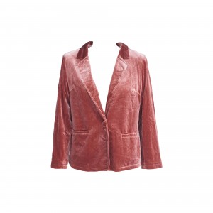 Abrigo de traje rosa de terciopelo coreano de lujo y elegante