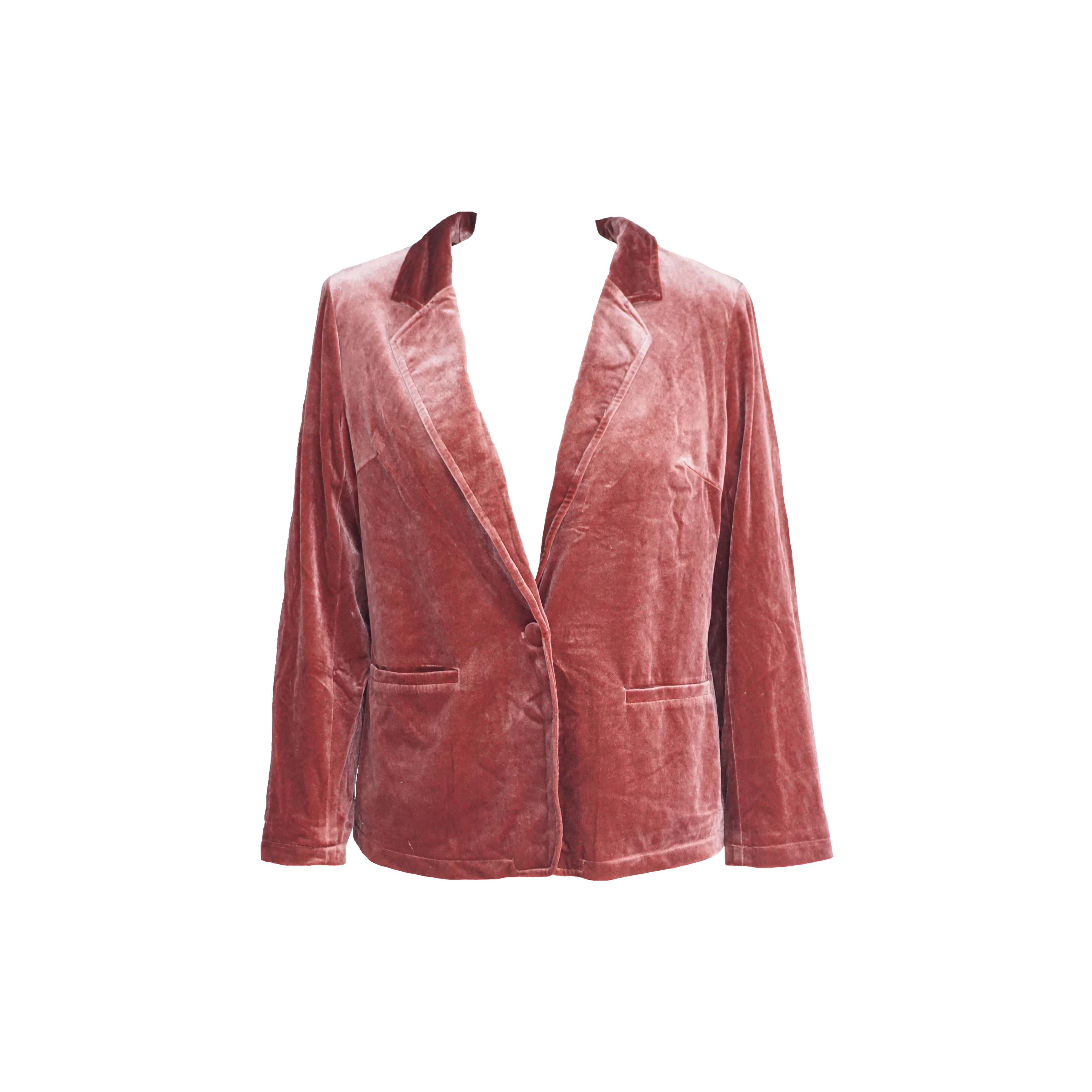 Luxury and elegant korean velvet pink suit coat