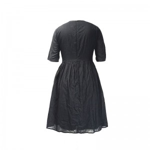 black cotton fit and flare embroidery dress