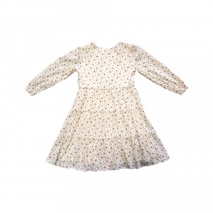 V-neck long-sleeved button-down floral kid dress