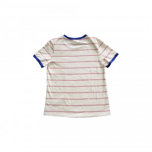 Simple and fashionable red striped parent-child apricot T-shirt