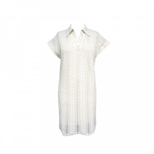 Knitted Shirt V-Neck Short-Sleeved Dress