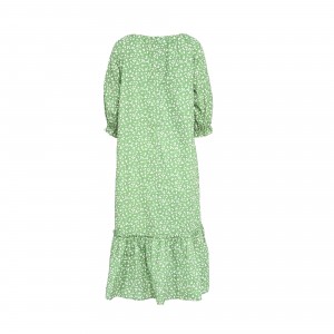코튼 산뜻하고 우아한 캐주얼 플로럴 맥시 드레스