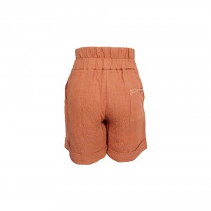 Pantalones cortos de cintura modernos de mezcla de lino para mujer