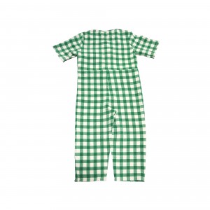 Green and White Plaid kids Jumpsuit