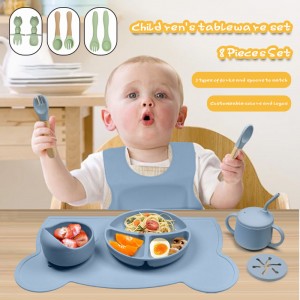 Silicone Baby Feeding Set – Suction Bowl with Lid Toddler Plates