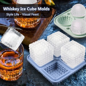 4 cavity Square Silicone Rubik’s shaped ice cube tray
