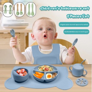 Silicone Baby Feeding Set – Suction Bowl with Lid Toddler Plates