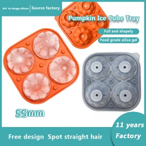 New 4 cavity pumpkin shaped ice cube tray with a lid