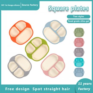 two colors square silicone baby suction plate