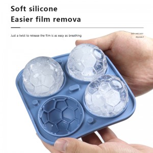 Silicone 4 cavity football ice cube tray with lid