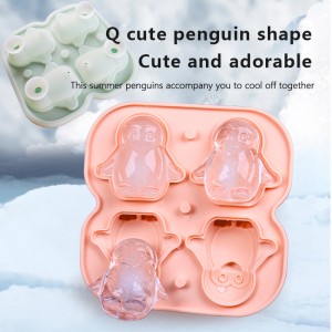 4 cavity penguin Ice Grid Mould ice cube tray ball maker silicone mold