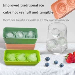 Silicone 3 cavity  ice cube tray with lid