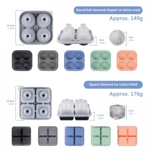 4 cavity Square Silicone Rubik’s shaped ice cube tray