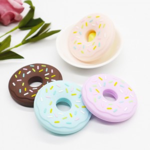 Food grade Silicone baby teether toy products Donut Rubber babys teething toys