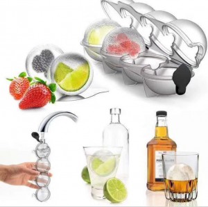 Food Grade Beer Whisky 4 Holes Clear Ice Ball Maker