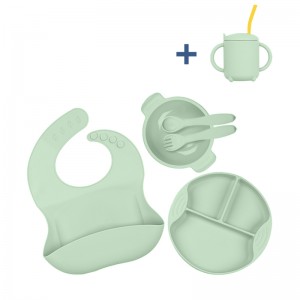 Baby Led Weaning Supplie，Silicone Baby Feeding Set with Suction Plate and Bowl