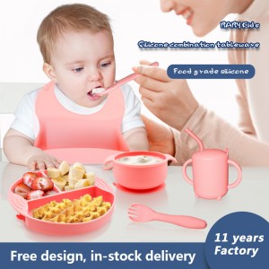Baby Led Weaning Supplie，Silicone Baby Feeding Set with Suction Plate and Bowl