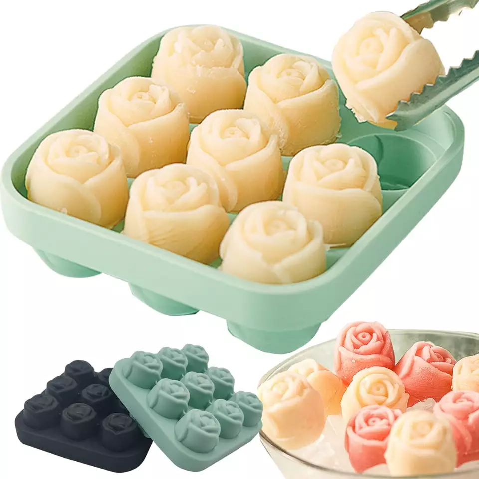 Silicone 9 cavity rose ice ball maker for whiskey Featured Image