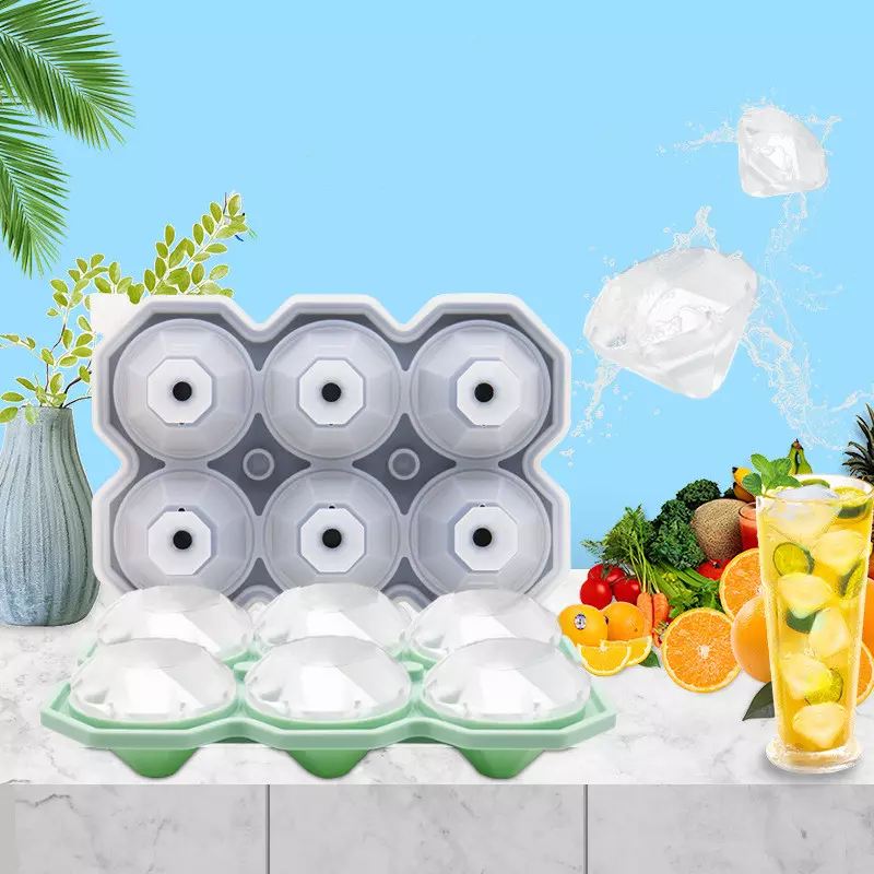 Wholesale silicone 6 cavity diamond ice cube ball mold Featured Image