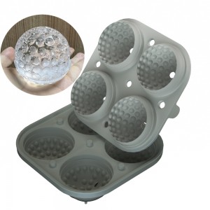 Silicone 4 cavity Golf ice cube tray with lid