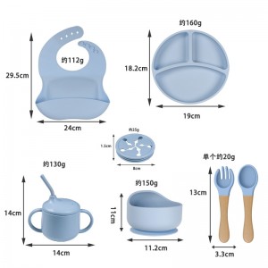 Silicone Baby Led Weaning Supplies, Toddler Feeding Set With Divided Suction Plate Bowl Spoons Forks