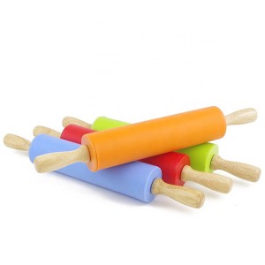 Silicone Rolling Pin with Wooden Handle