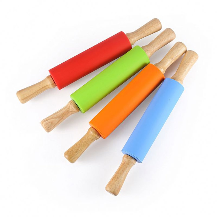 Hot-selling Silicone Cookie Sheet - Silicone Rolling Pin with Wooden Handle – SHY