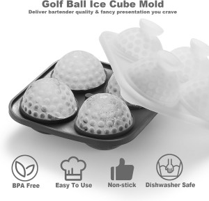 3D Golf Ice Cube Tray, Large Golf Silicone Fun Shapes Whiskey Ice Mold with Funnel