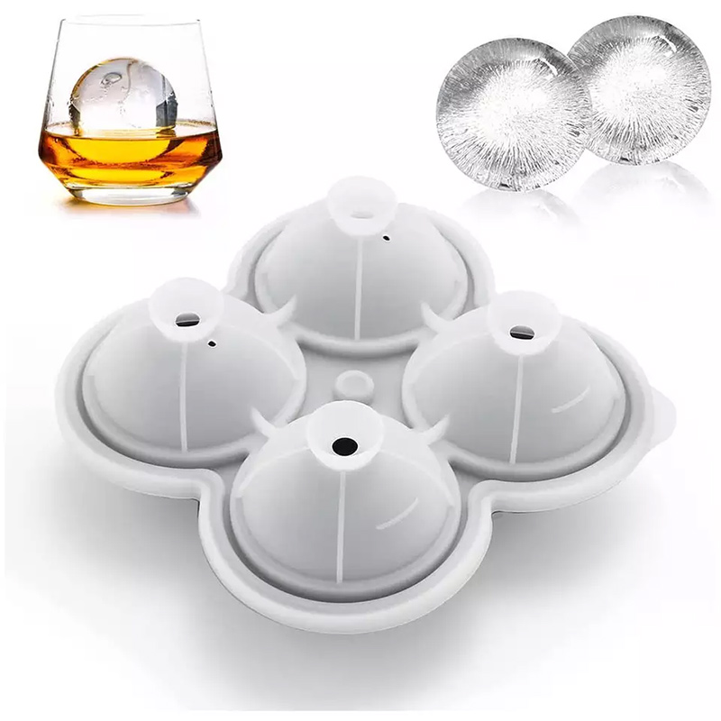 Silicone 4 cavity ice ball maker mold with lid Featured Image