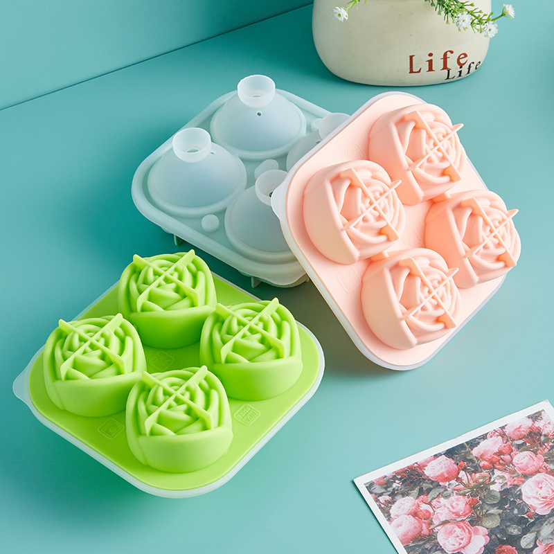 Professional China Silicone Ice Cube Tray With Lid - High quality silicone 4 cavity rose ice ball maker – SHY