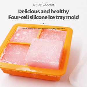 4 cavity silicone ice cube tray with lid