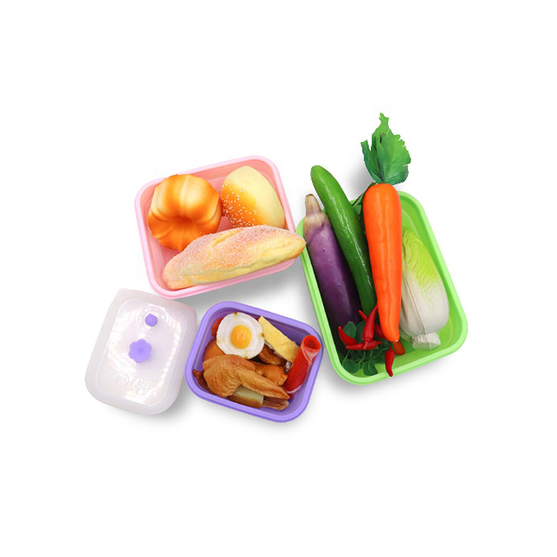 Round Shape Microwavable Silicone Rectangle Grid Lunch Box Bento Box Food  Containers for Kids STYLE 3 