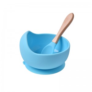 BPA Free Soft Suction Silicone Baby Bowl with Spoon for Kids
