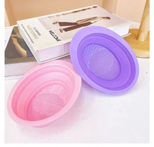 Foldable portable silicone makeup brush clean bowl