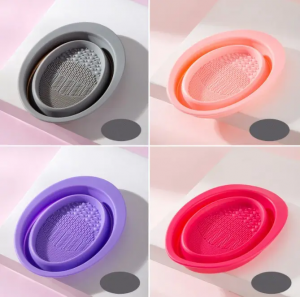 Foldable portable silicone makeup brush clean bowl