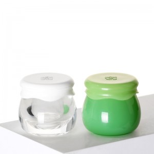10g Cosmetic Packing Jar With Lid Empty Acrylic Green Cream Jar Unique Shaped Face Cream Jar
