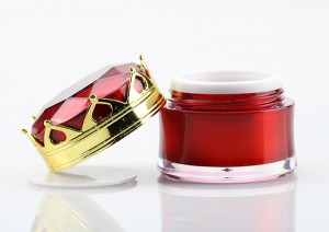15g Luxury Red Acrylic Round Face Cream Jar Small Eye Cream Container With Crown Cap
