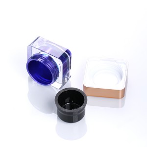 5g luxury bamboo acrylic cosmetic jars beauty packaging square plastic uv gel container with bamboo lid
