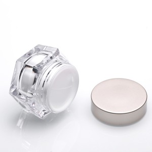 Hexagon shaped golden luxury cosmetic packaging plastic acrylic face cream jar 30g